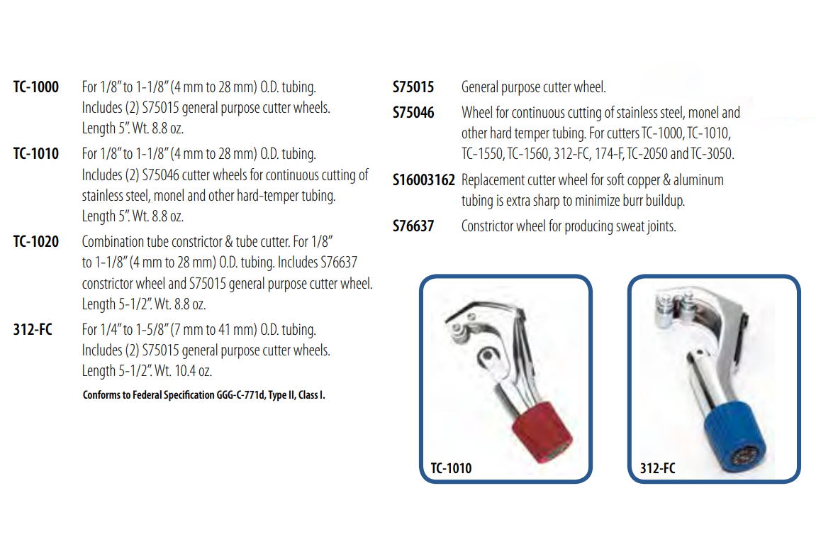 HI-DUTY TUBE CUTTERS